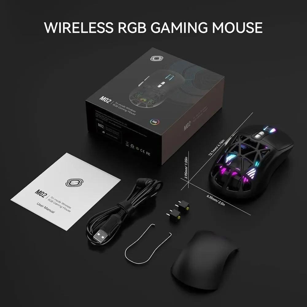 MO2 Tri-Mode Wireless RGB Gaming Mouse New in Box